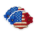 (2 Pack) American Flag Stickers - Patriotic Floral Shell - Red Blue Flowers Decor - 5" On Longest Side - Sticks to Smooth Flat Surfaces - Made in USA - BMCS8980