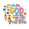 (2 Pack) God is Still Writing Your Story Magnets - Inspirational Quotes - Flower - 5" On Longest Side - for Cars, Fridges, Toolboxes - Made in USA - MAG3745