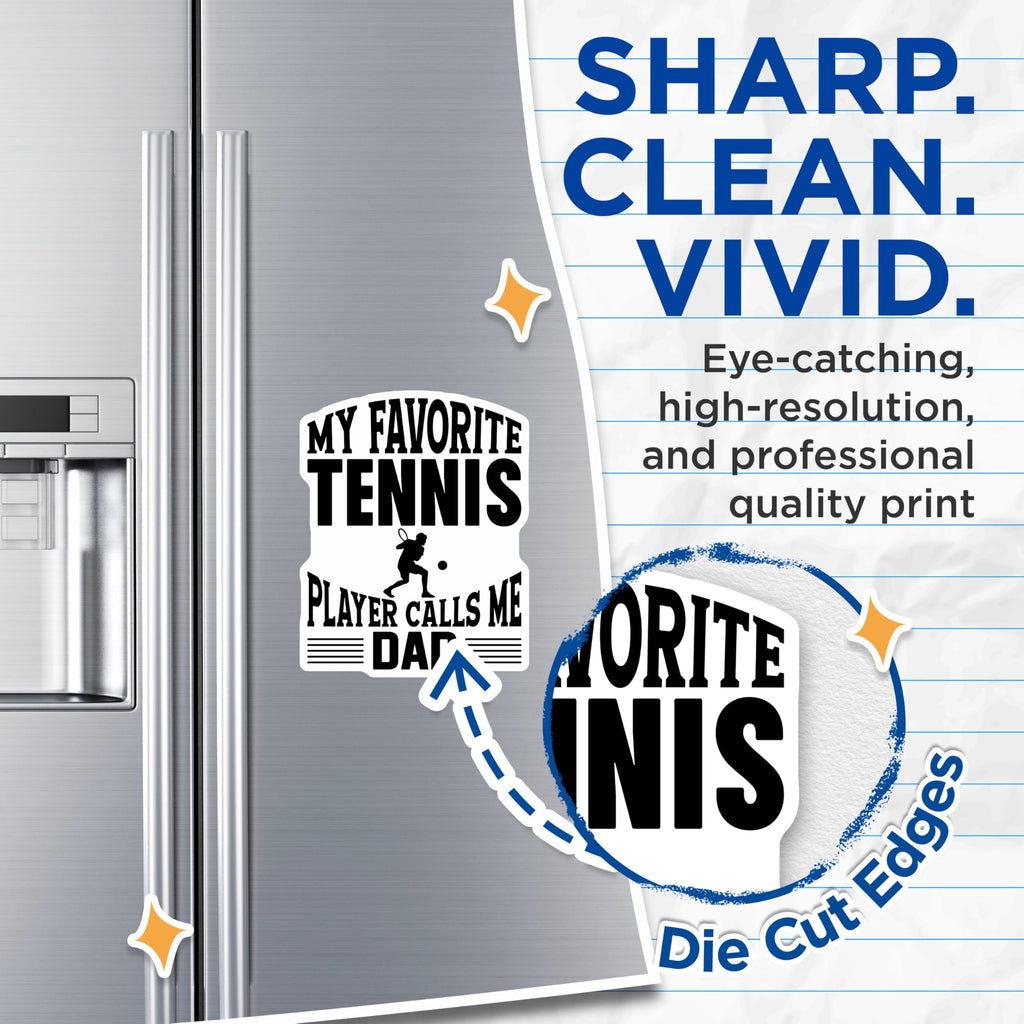 (2 Pack) My Favorite Tennis Player Dad Magnets - Sports Fan Father Refrigerator Decor - Funny Tennis Enthusiast Dad - 5 Inches On Longest Side - Thick Durable Magnet - Made in USA - MAG21025