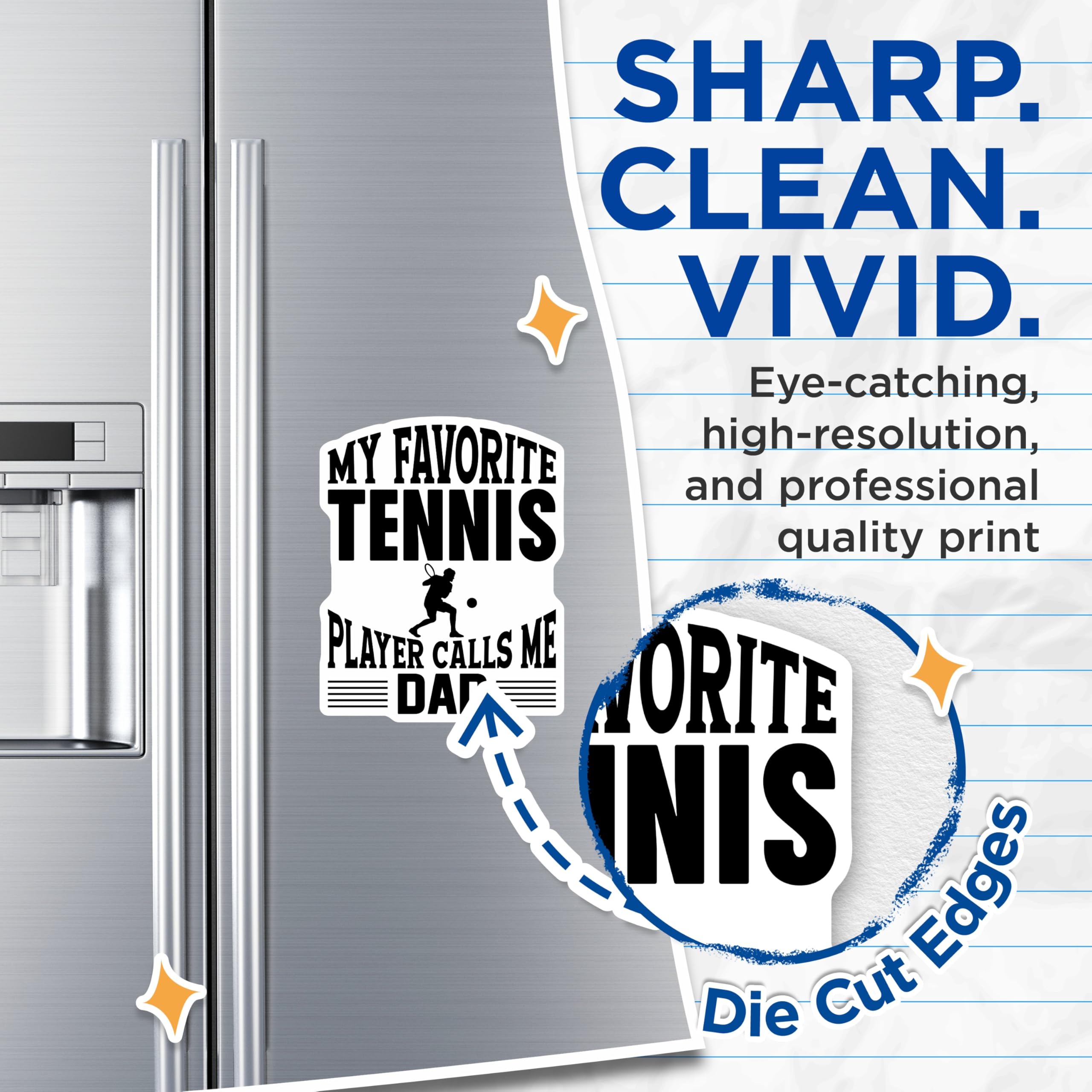 (2 Pack) My Favorite Tennis Player Dad Magnets - Sports Fan Father Refrigerator Decor - Funny Tennis Enthusiast Dad - 5 Inches On Longest Side - Thick Durable Magnet - Made in USA - MAG21025