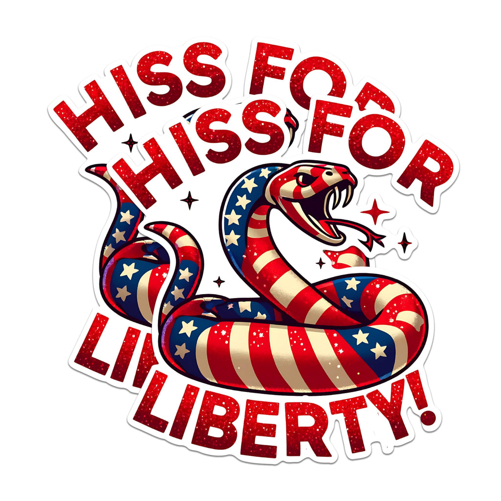 (2 Pack) Hiss for Liberty Stickers - Patriotic Snake Stickers - American Flag Serpent Decal - 5" On Longest Side - Sticks to Any Smooth Flat Surface - Made in USA - BMCS2709