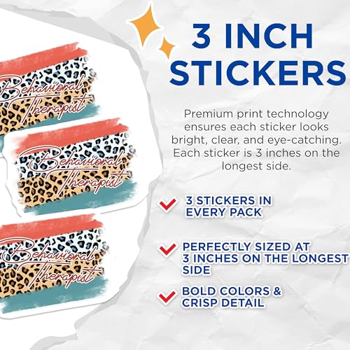 (3 Pack) Behavioral Therapist Decals - Leopard Print - Appreciation Decal - 3 Inches On Longest Side - Easy Peel & Apply - Made in USA - 3MCS1954