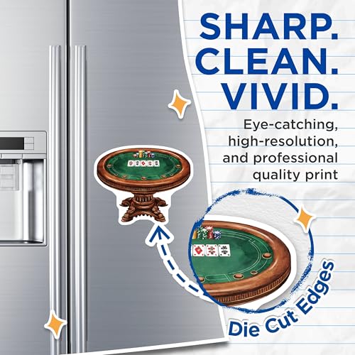(2 Pack) Poker Table Design Magnets - Casino Theme - Playing Cards Art - Game Room Decor - 5" On Longest Side - for Cars, Fridges, Toolboxes - Made in USA - MAG6655