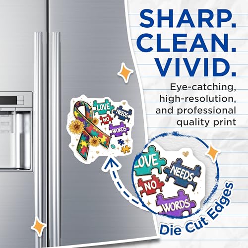 (2 Pack) Love Needs No Words Magnets - Autism Awareness - Puzzle Piece Magnets - 5" On Longest Side - for Cars, Fridges, Toolboxes - Made in USA - MAG4155