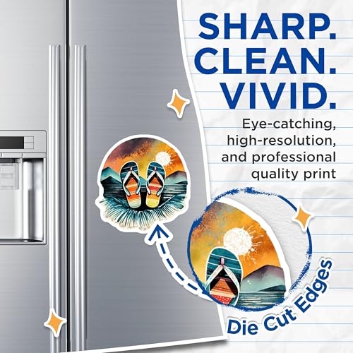 (2 Pack) Flip Flop Beach Scene Magnets Magnets - Ocean Sunset - 5" On Longest Side - Made in USA - Sticks to Refrigerators & Metal Surfaces - MAG9311
