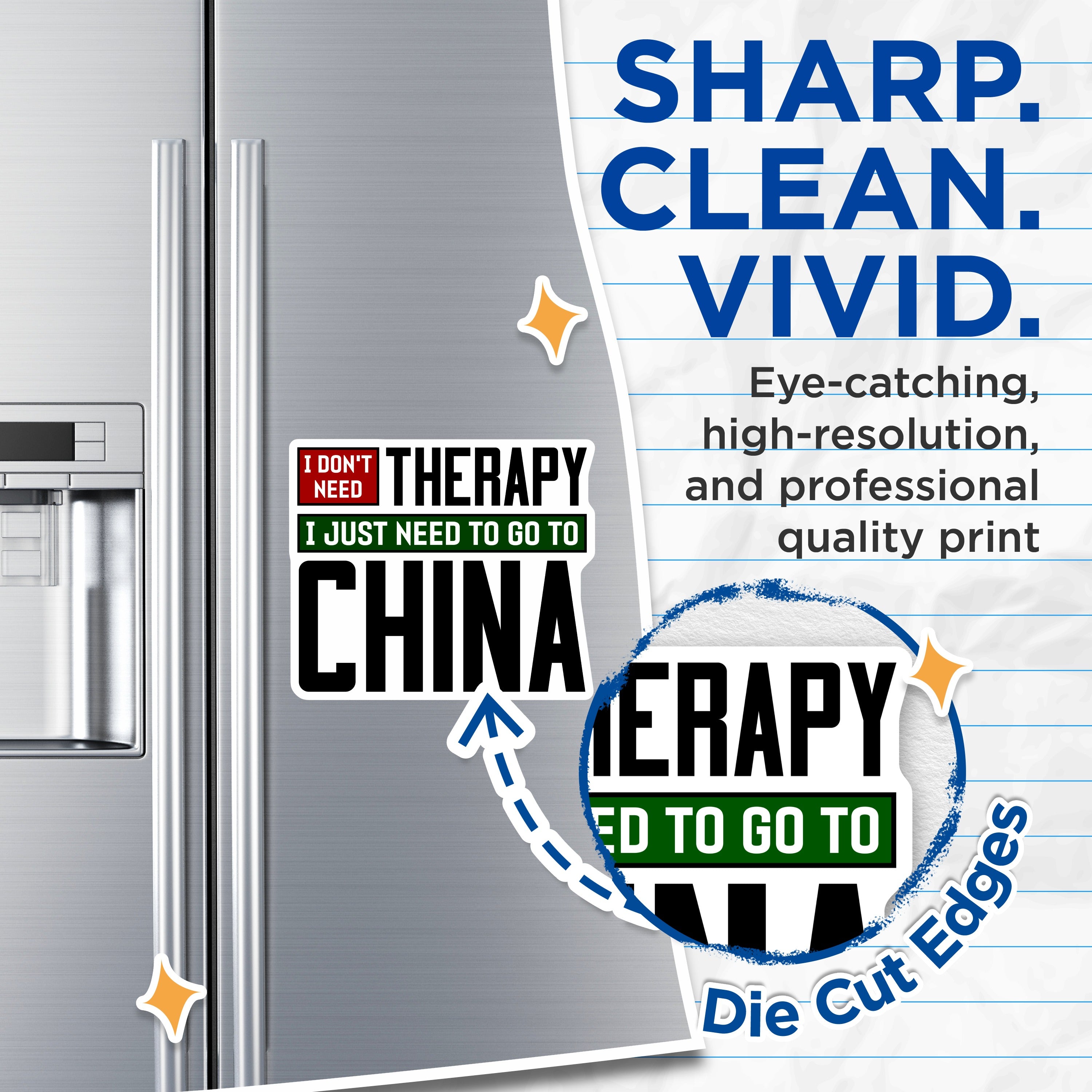 (2 Pack) China Travel Magnets - Funny Wanderlust Quote - Asia Destination Adventure Therapy Fridge Decor - 5 Inches On Longest Side - Thick Durable Magnet - Made in USA - MAG38154