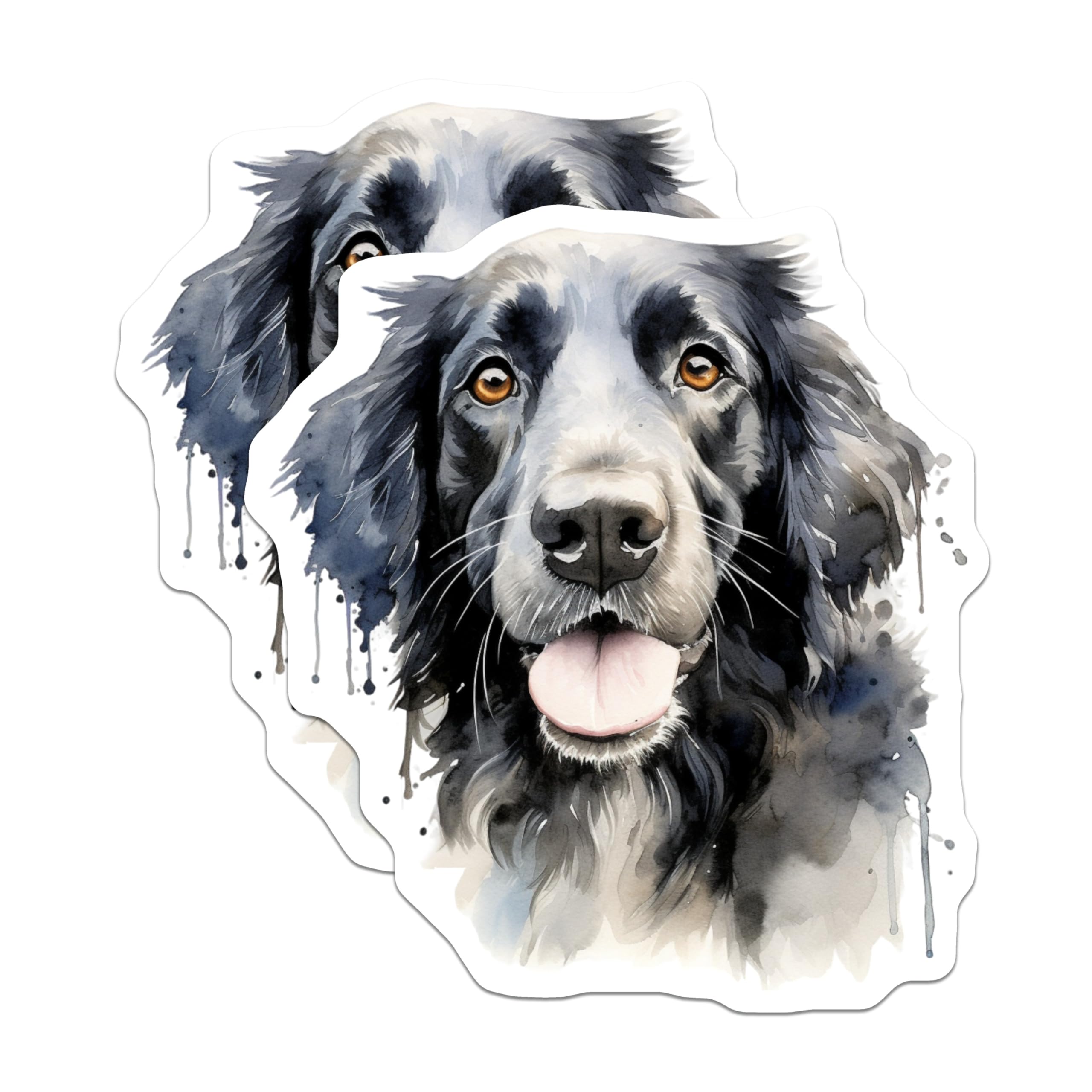 (2 Pack) Black White Dog Magnets - Watercolor Fluffy Canine Art - Pet Animal Enthusiast Decor - Fridge Locker Display - 5 Inches On Longest Side - Thick Durable Magnet - Made in USA - MAG24793