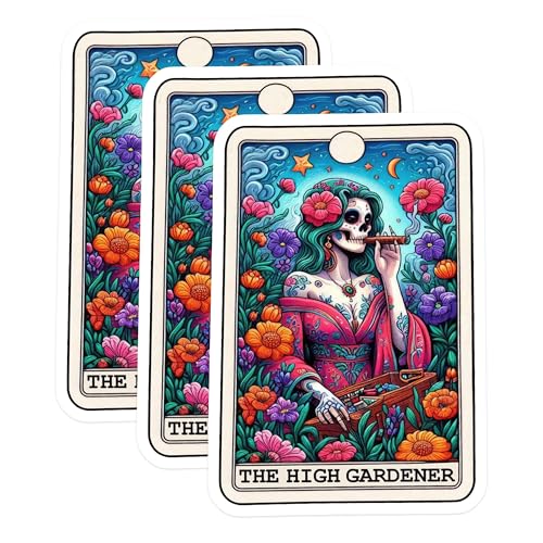 (3 Pack) High Gardener Tarot Decals - Day of The Dead - Sugar Skull Decor - 3 Inches On Longest Side - Easy Peel & Apply - Made in USA - 3MCS4199