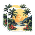 (2 Pack) Tropical Beach Sunset Magnets - Hawaiian Decor - Coastal Vibe Fridge Art - 5 Inches On Longest Side - Thick Durable Magnet - Made in USA - MAG27159