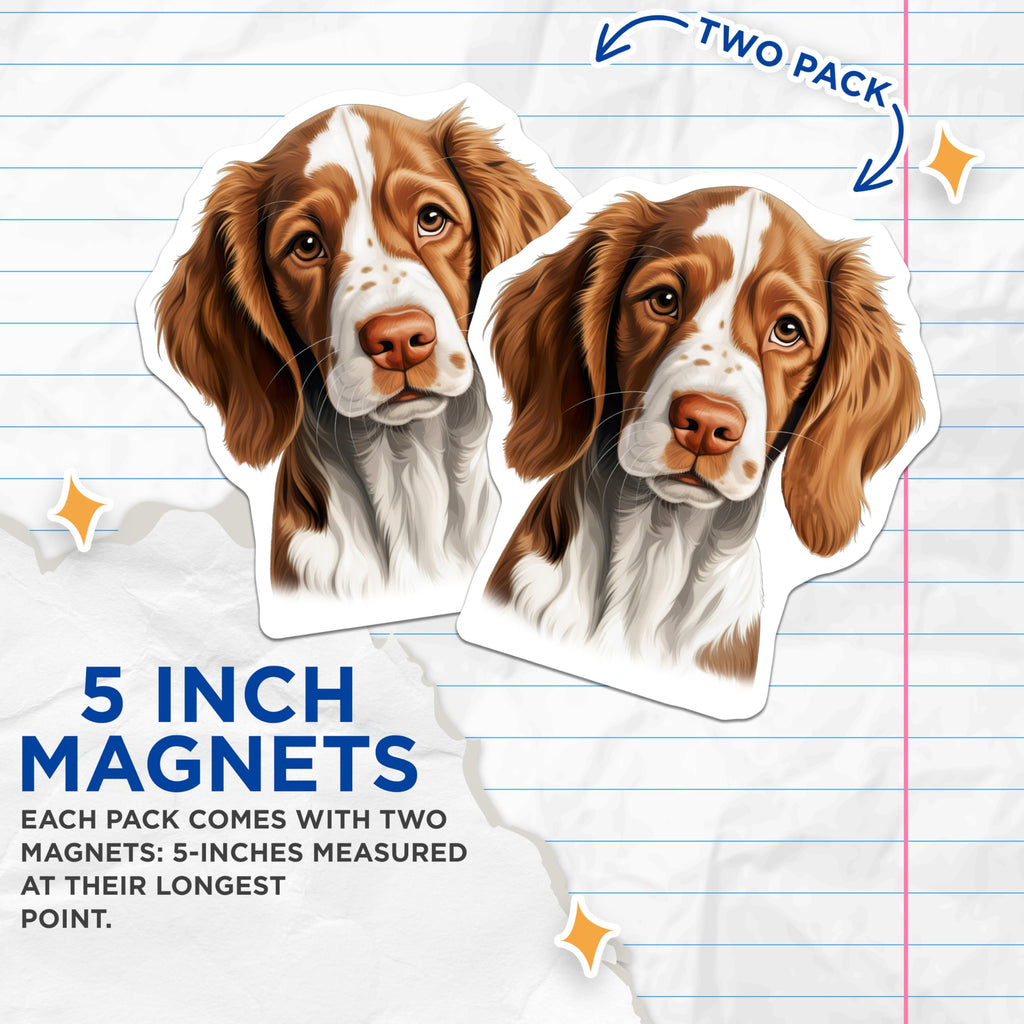 (2 Pack) Springer Spaniel Dog Magnets - Pet Lover Refrigerator Decor - Canine Breed Art - 5 Inches On Longest Side - Thick Durable Magnet - Made in USA - MAG30449