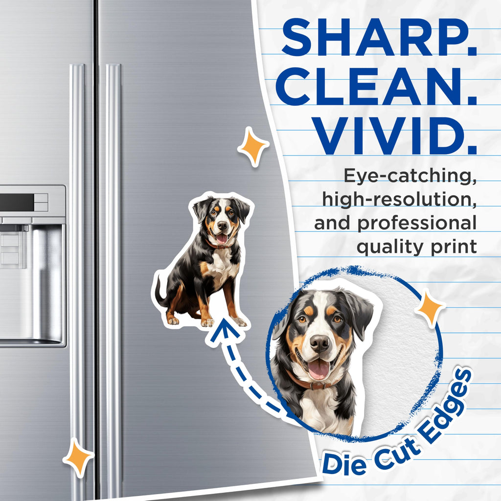(2 Pack) Entlebucher Mountain Dog Magnets - Swiss Canine Enthusiast Decor - Fridge Locker Pet Portrait Magnet for Dog Lovers - 5 Inches On Longest Side - Thick Durable Magnet - Made in USA - MAG24827