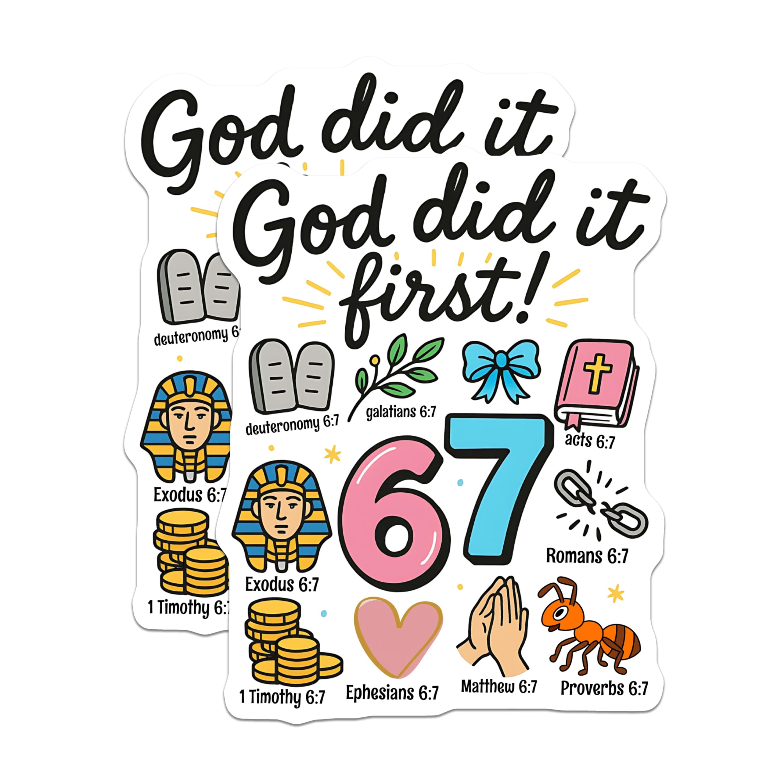(2 Pack) God Did It First Magnets - Christian Bible 6:7 Verse Collection - Religious Faith Wisdom Spiritual Decor - 5 Inches On Longest Side - Thick Durable Magnet - Made in USA - MAG20003