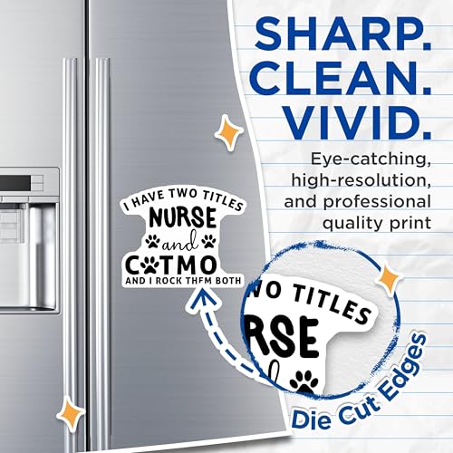 (2 Pack) Nurse Cat Mom Magnets - Funny Nurse Magnets - Cute Cat Mom Magnets - 5" On Longest Side - for Cars, Fridges, Toolboxes - Made in USA - MAG4095