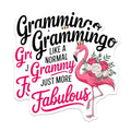 (2 Pack) Flamingo Grandma Stickers - Funny Grandma Stickers - Pink Flamingo with Flowers Stickers - 5" On Longest Side - Sticks to Smooth Flat Surfaces - Made in USA - BMCS5056