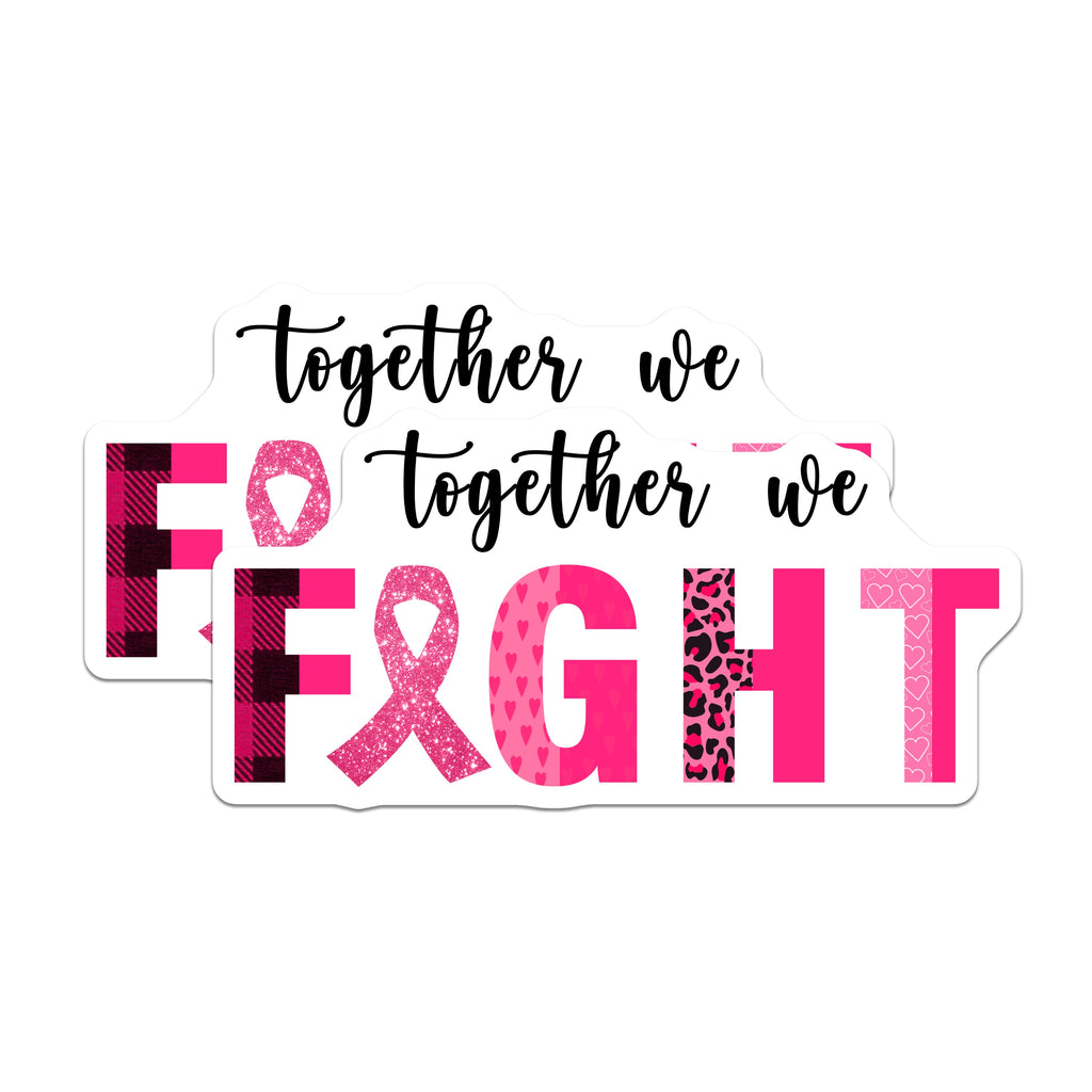 (2 Pack) Breast Cancer Awareness Magnets - Together We Fight Support - Pink Ribbon Survivor Warrior Advocate - 5 Inches On Longest Side - Thick Durable Magnet - Made in USA - MAG38467