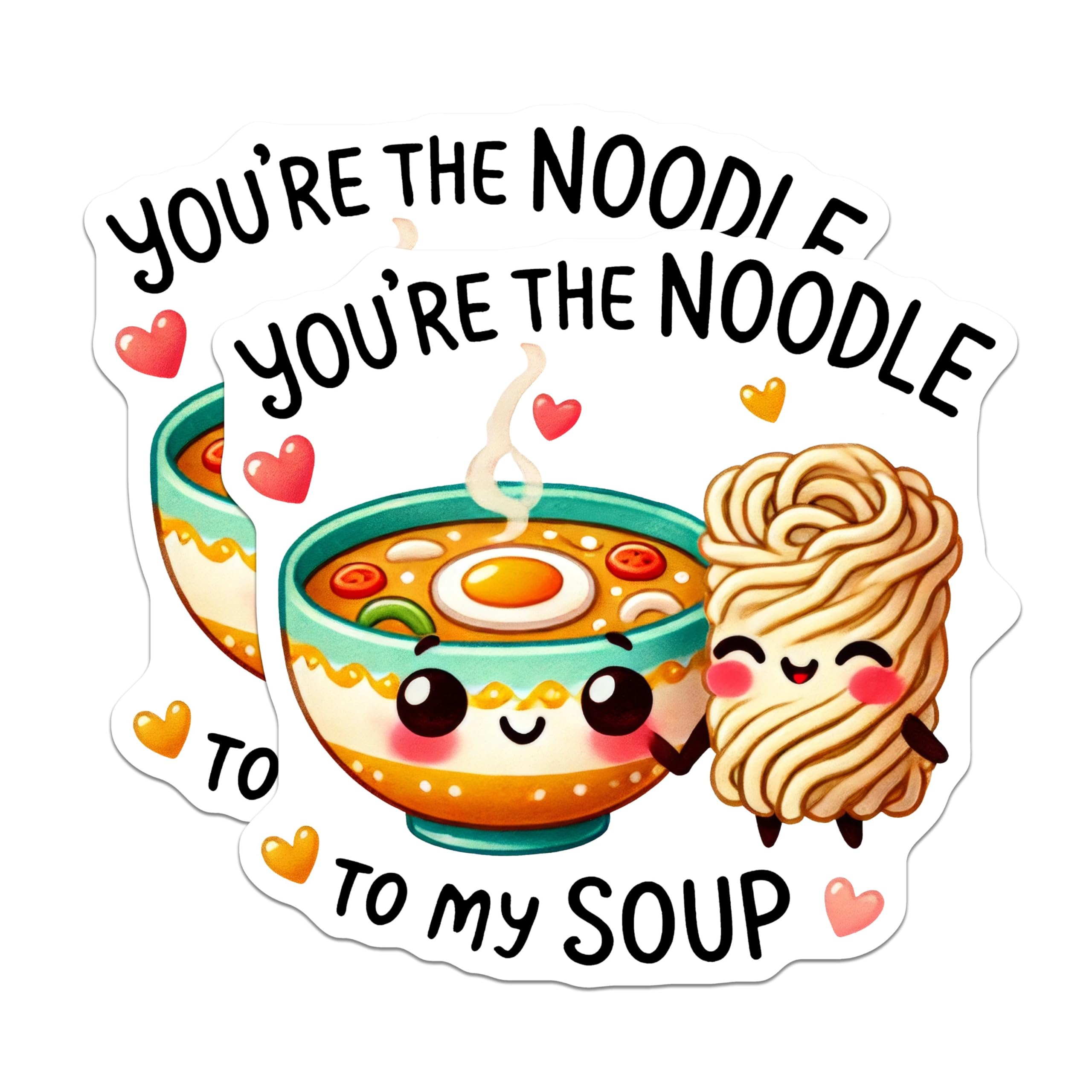 (2 Pack) You're The Noodle to My Soup Magnets - Cute Food Magnets - Fun Kitchen Decor Magnets - 5" On Longest Side - for Cars, Refrigerators, Toolboxes, Lockers - Made in USA MAG3538