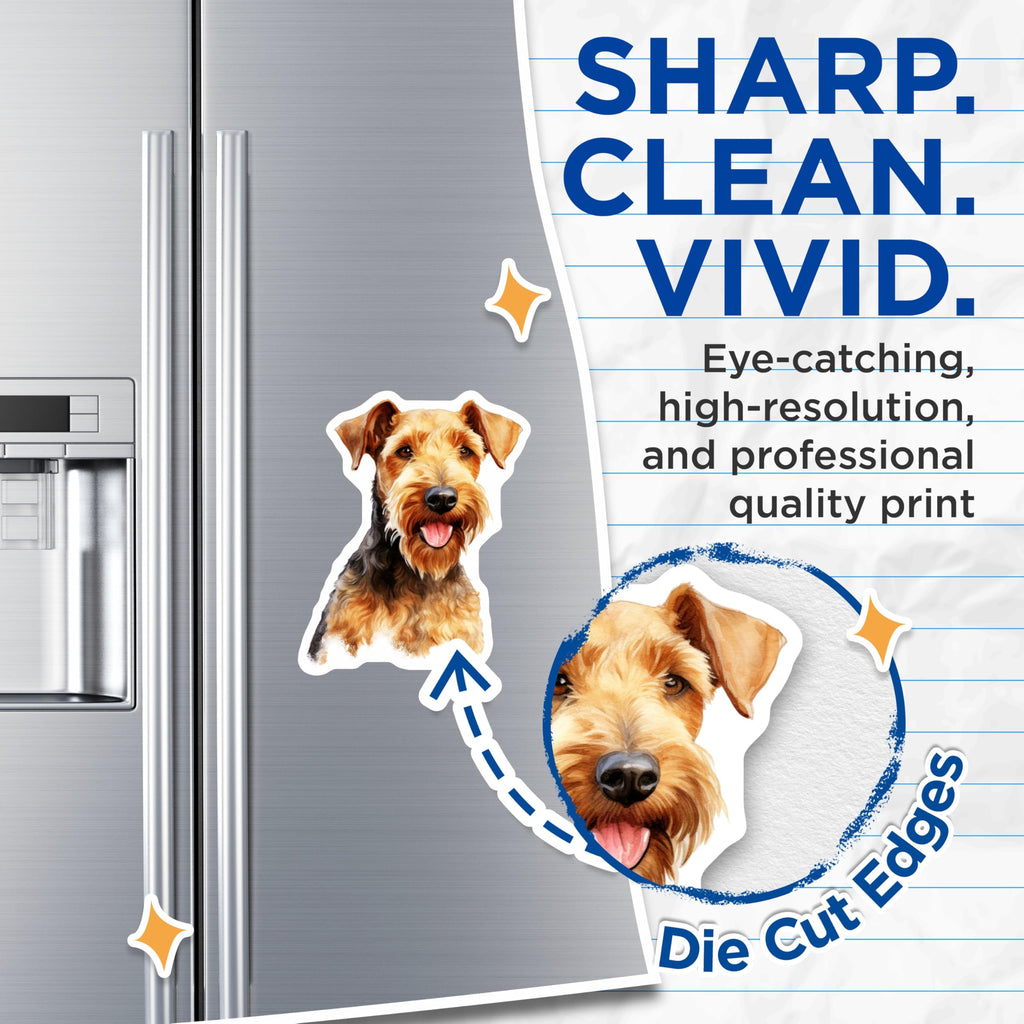 (2 Pack) Airedale Terrier Magnets - Dog Breed Art - Watercolor Pet Decor - Animal Lover Collectible - 5 Inches On Longest Side - Thick Durable Magnet - Made in USA - MAG23288