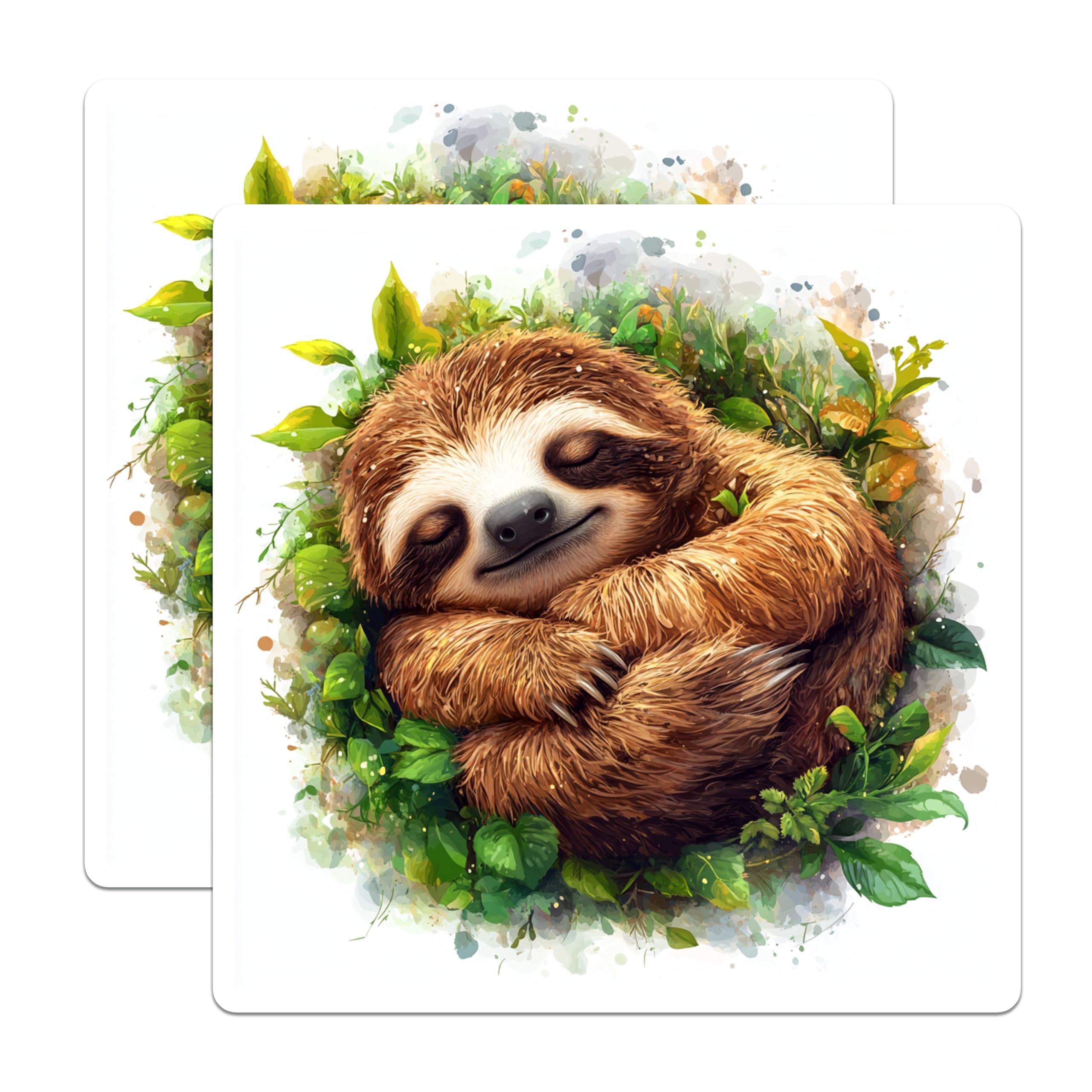 (2 Pack) Sloth Magnets - Cute Sleeping Sloth - Peaceful Jungle Animal Art - Whimsical Nature Decor - Animal Lover - 5 Inches On Longest Side - Thick Durable Magnet - Made in USA - MAG23651