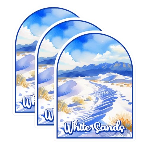 (3 Pack) White Sands Decals - National Park Decal - Landscape Scene Decals - 3 Inches On Longest Side - Easy Peel & Apply - Made in USA - 3MCS0436