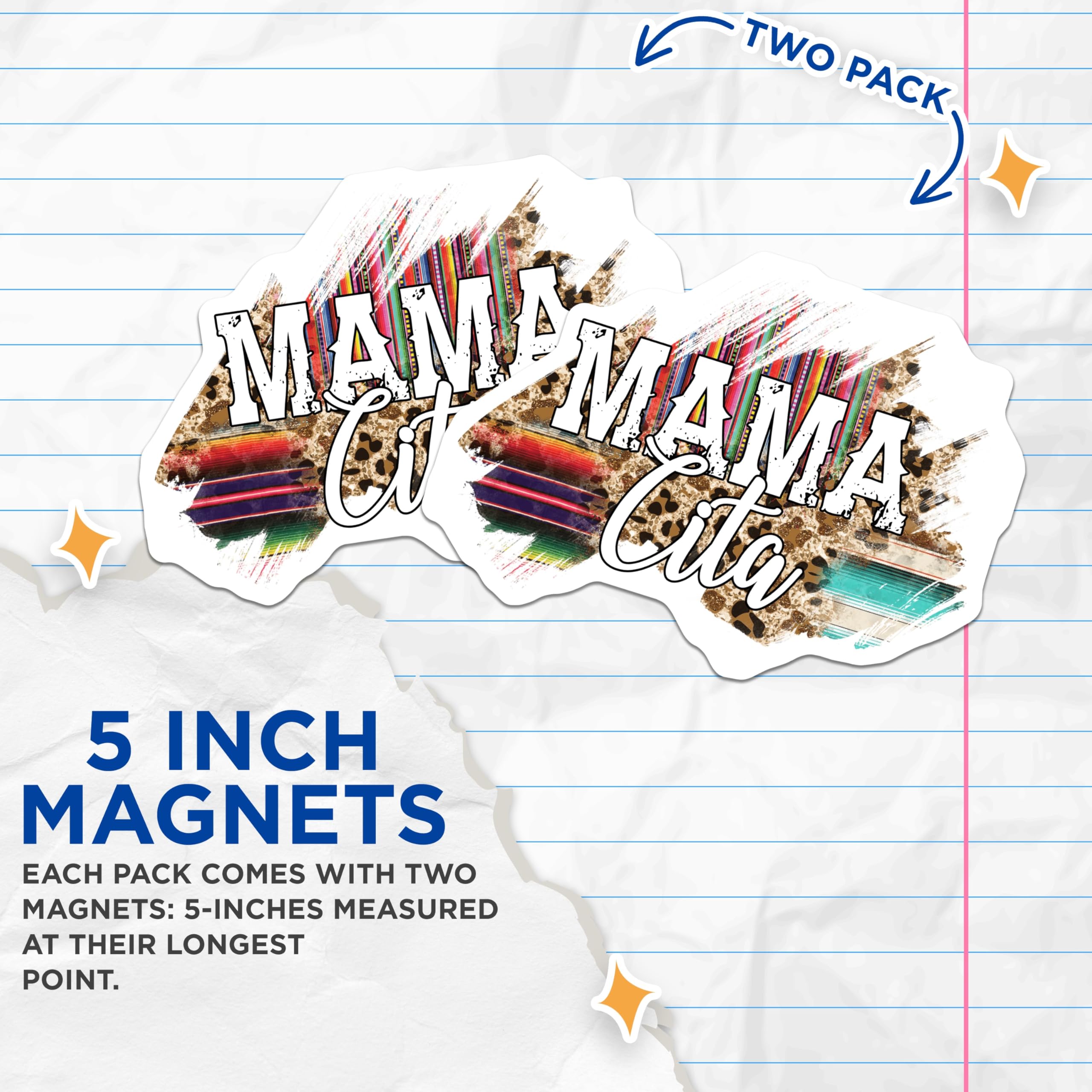(2 Pack) Mama Cita Fridge Magnets - Boho Western Decor - Leopard Serape Design - Trendy Mom Accessory - 5 Inches On Longest Side - Thick Durable Magnet - Made in USA - MAG26988