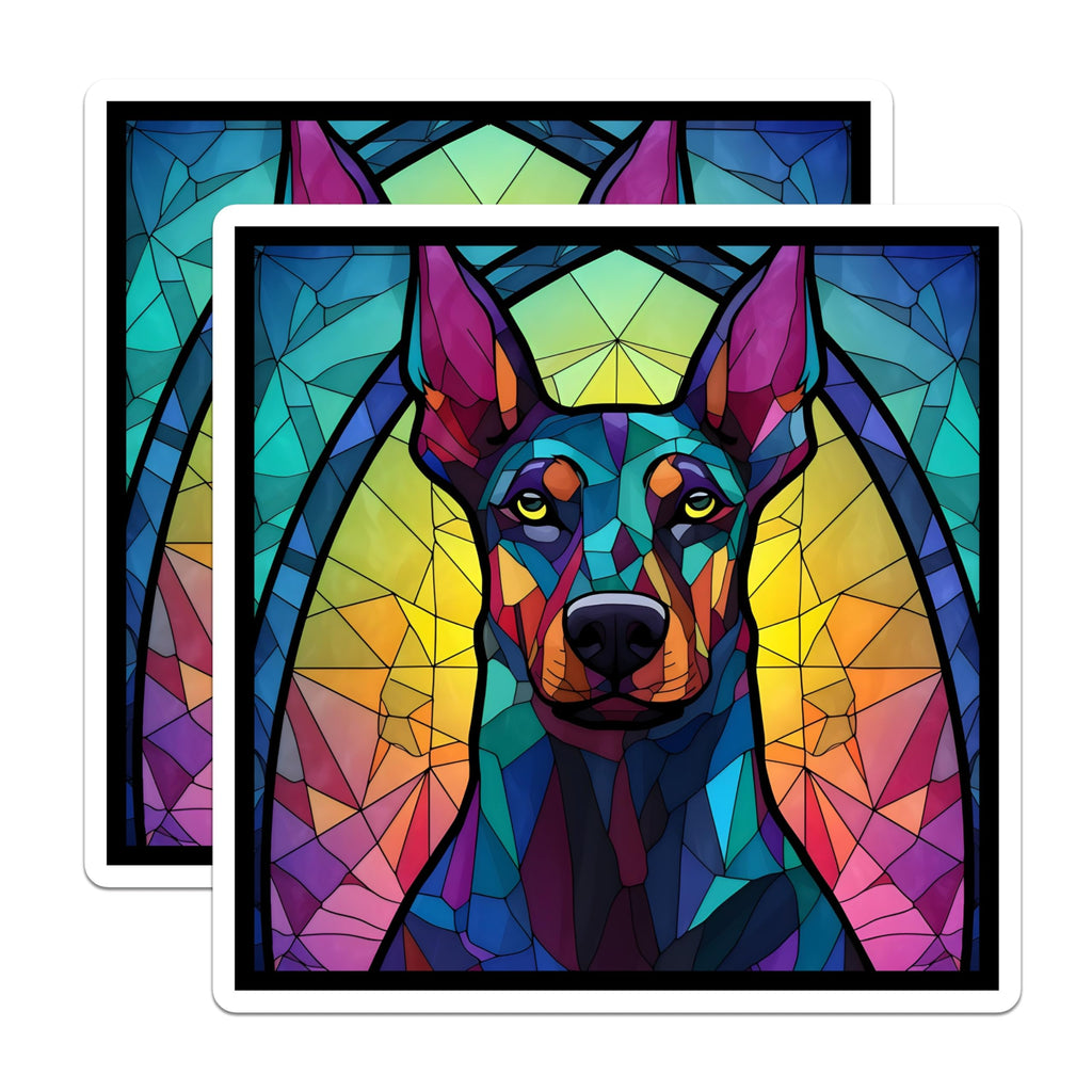(2 Pack) Doberman Magnets - Stained Glass Dog Art - Unique Fridge Magnets - 5" On Longest Side - Premium Magnet - for Cars, Refrigerators, Toolboxes, Lockers - Made in USA - MAG16356