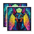 (2 Pack) Doberman Magnets - Stained Glass Dog Art - Unique Fridge Magnets - 5" On Longest Side - Premium Magnet - for Cars, Refrigerators, Toolboxes, Lockers - Made in USA - MAG16356