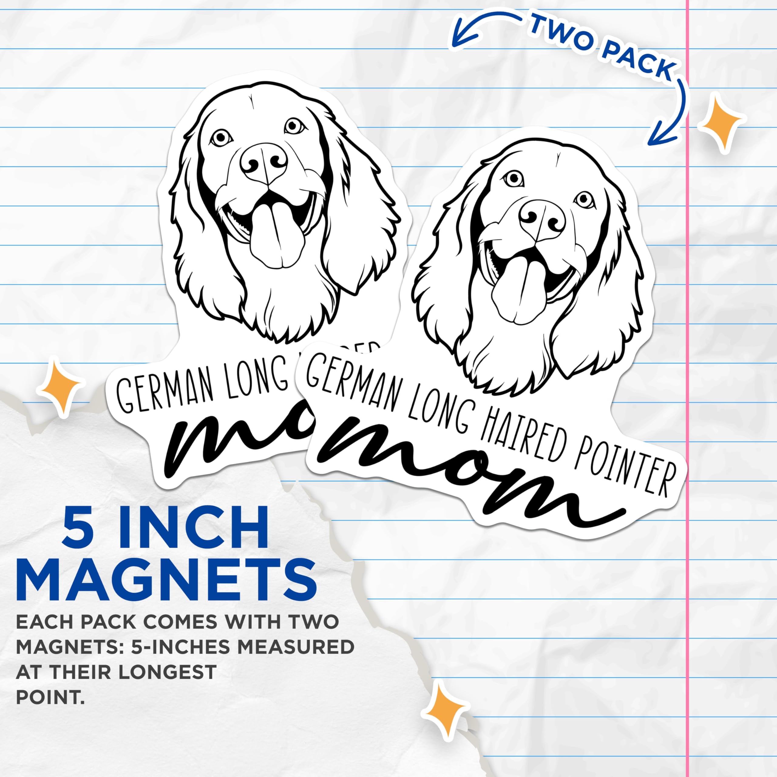 (2 Pack) German Longhaired Pointer Mom Magnets - Dog Lover Accessory - Pet Owner Appreciation Decor - 5 Inches On Longest Side - Thick Durable Magnet - Made in USA - MAG27021