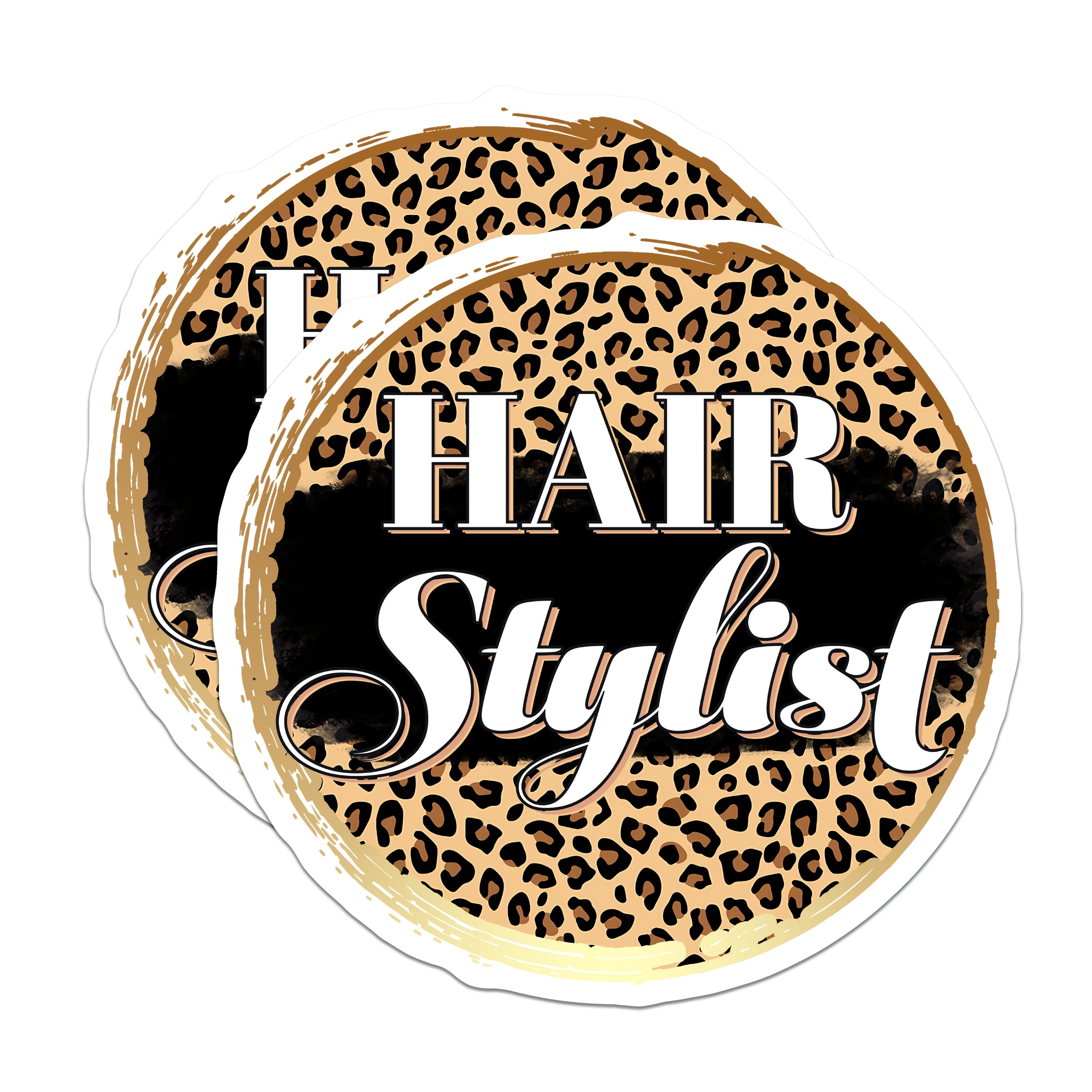 (2 Pack) Hair Stylist Magnets - Leopard Print Decor - Salon Business Accessory - Hairdresser Appreciation Item - 5 Inches On Longest Side - Thick Durable Magnet - Made in USA - MAG36788