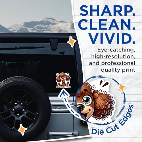 (2 Packs) Poodle Pawsome Pals Stickers - Poodle Dog Breed Decals - 5 Inches On Longest Side - Premium Vinyl Decal - Sticks to Any Smooth Flat Surface - Made in USA - BMCS2410
