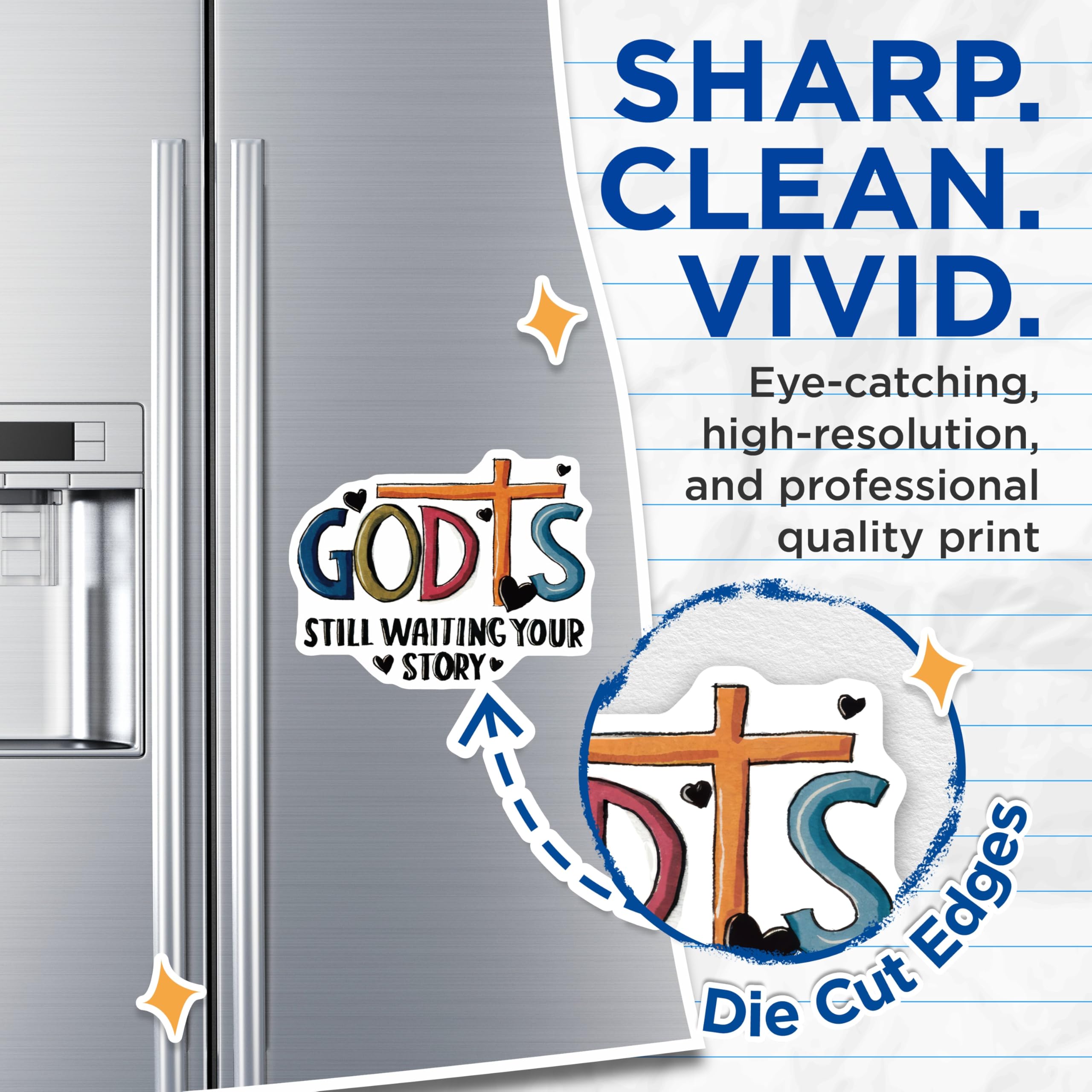 (2 Pack) God is Still Writing Your Story Magnets - Christian Inspirational Faith Quote - Religious Decor for Believers - 5 Inches On Longest Side - Thick Durable Magnet - Made in USA - MAG26964