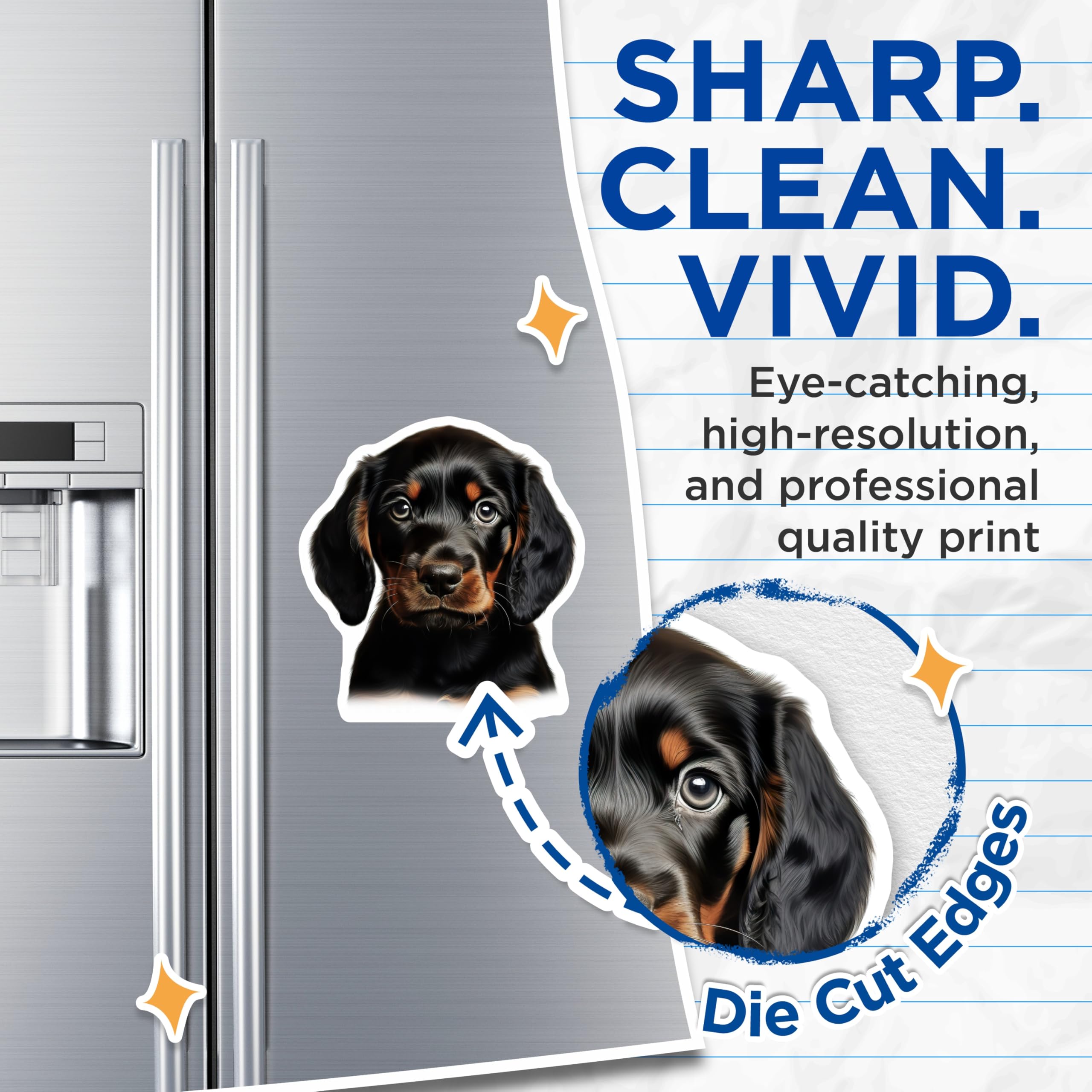 (2 Pack) Cute Puppy Magnets - Dog Lover Fridge Decor - Pet Parent Home Accent - 5 Inches On Longest Side - Thick Durable Magnet - Made in USA - MAG30109