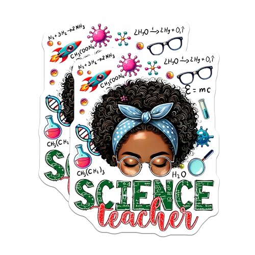 (2 Pack) Science Teacher Stickers - Chemistry Teacher - Science Lover - 5" On Longest Side - Sticks to Smooth Flat Surfaces - Made in USA - BMCS5671