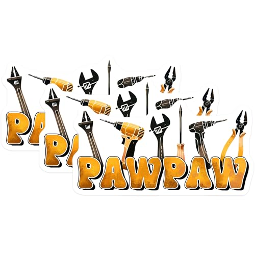 (3 Pack) Pawpaw Decals - Grandpa Gifts - Toolbox Decals - 3 Inches On Longest Side - Easy Peel & Apply - Made in USA - 3MCS2019