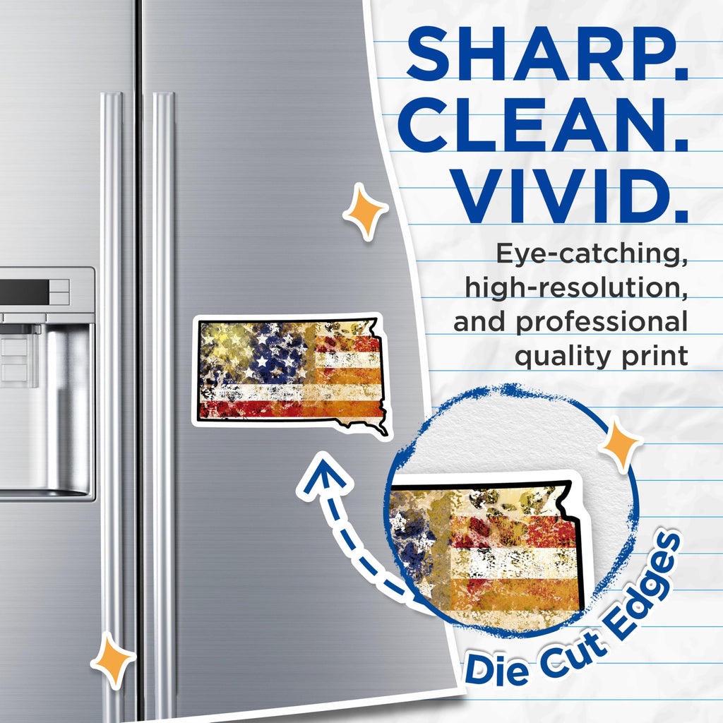 (2 Pack) South Dakota Flag Magnets - Distressed US State Magnet - Fridge Magnets Set - 5" On Longest Side - Premium Magnet - for Cars, Refrigerators, Toolboxes, Lockers - Made in USA - MAG17889