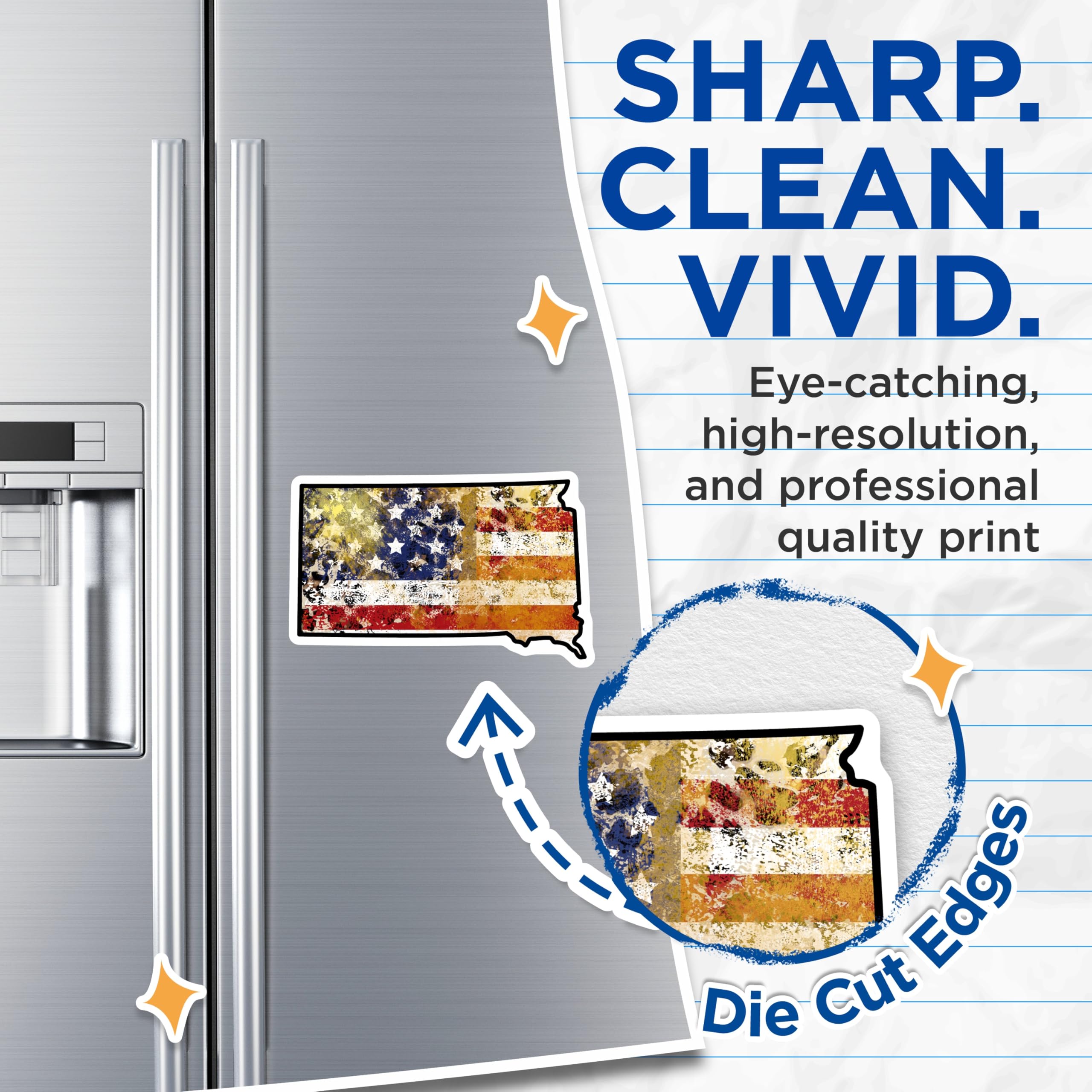 (2 Pack) South Dakota Flag Magnets - Distressed US State Magnet - Fridge Magnets Set - 5" On Longest Side - Premium Magnet - for Cars, Refrigerators, Toolboxes, Lockers - Made in USA - MAG17889