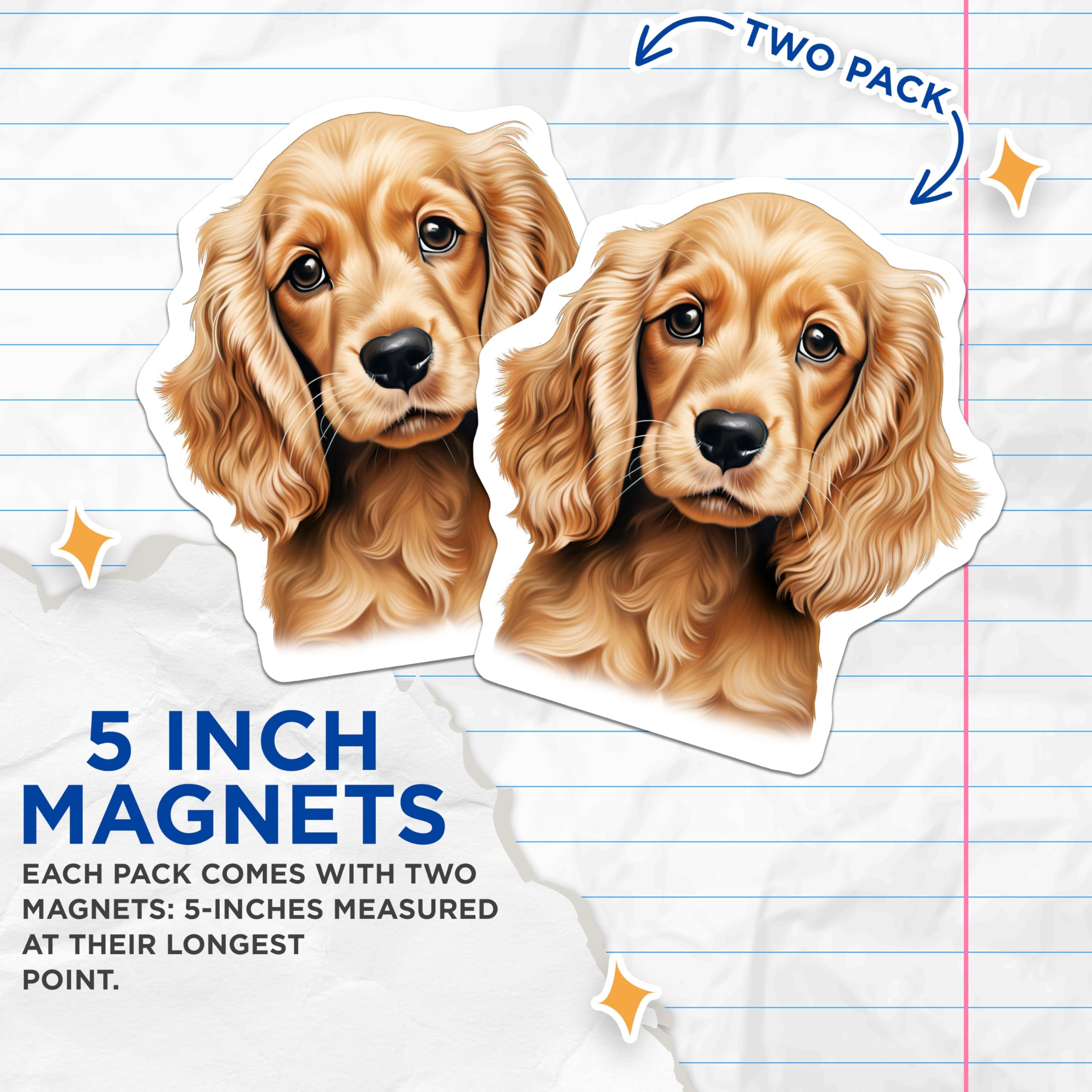 (2 Pack) Golden Puppy Magnets - Dog Mom Refrigerator Decor - Pet Lover Locker Decor - 5 Inches On Longest Side - Thick Durable Magnet - Made in USA - MAG27803