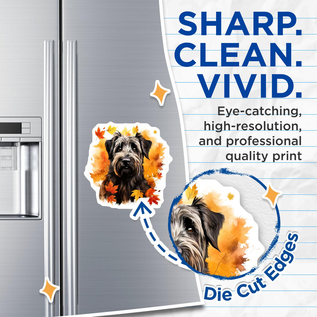 (2 Pack) Schnauzer Dog Magnets - Autumn Leaves Kitchen Decor - Pet Lover Refrigerator Accent - 5 Inches On Longest Side - Thick Durable Magnet - Made in USA - MAG26137