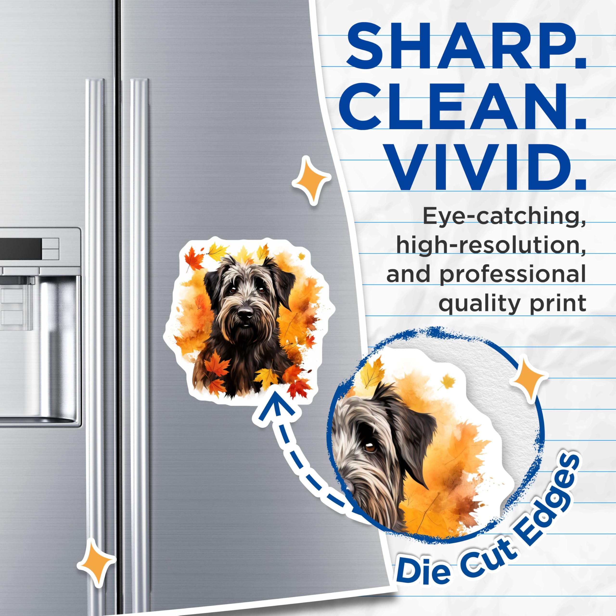 (2 Pack) Schnauzer Dog Magnets - Autumn Leaves Kitchen Decor - Pet Lover Refrigerator Accent - 5 Inches On Longest Side - Thick Durable Magnet - Made in USA - MAG26137