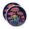 (2 Pack) Psychedelic Mushroom Stickers - Neon Mushroom Art - Trippy Nature Graphics Stickers - 5" On Longest Side - Sticks to Smooth Flat Surfaces - Made in USA - BMCS6826