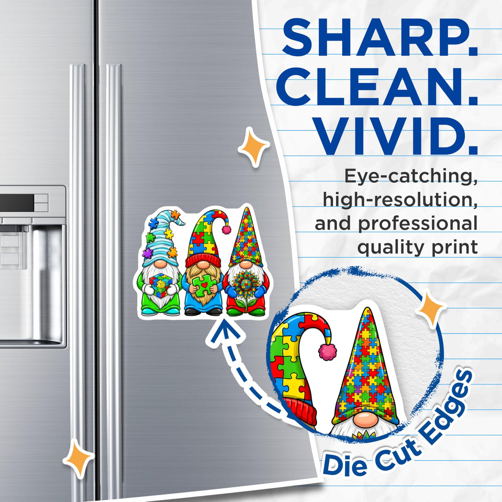 (2 Pack) Autism Awareness Gnomes Magnets - Puzzle Piece Neurodiversity Decor - Special Education Teacher Support - 5 Inches On Longest Side - Thick Durable Magnet - Made in USA - MAG29962