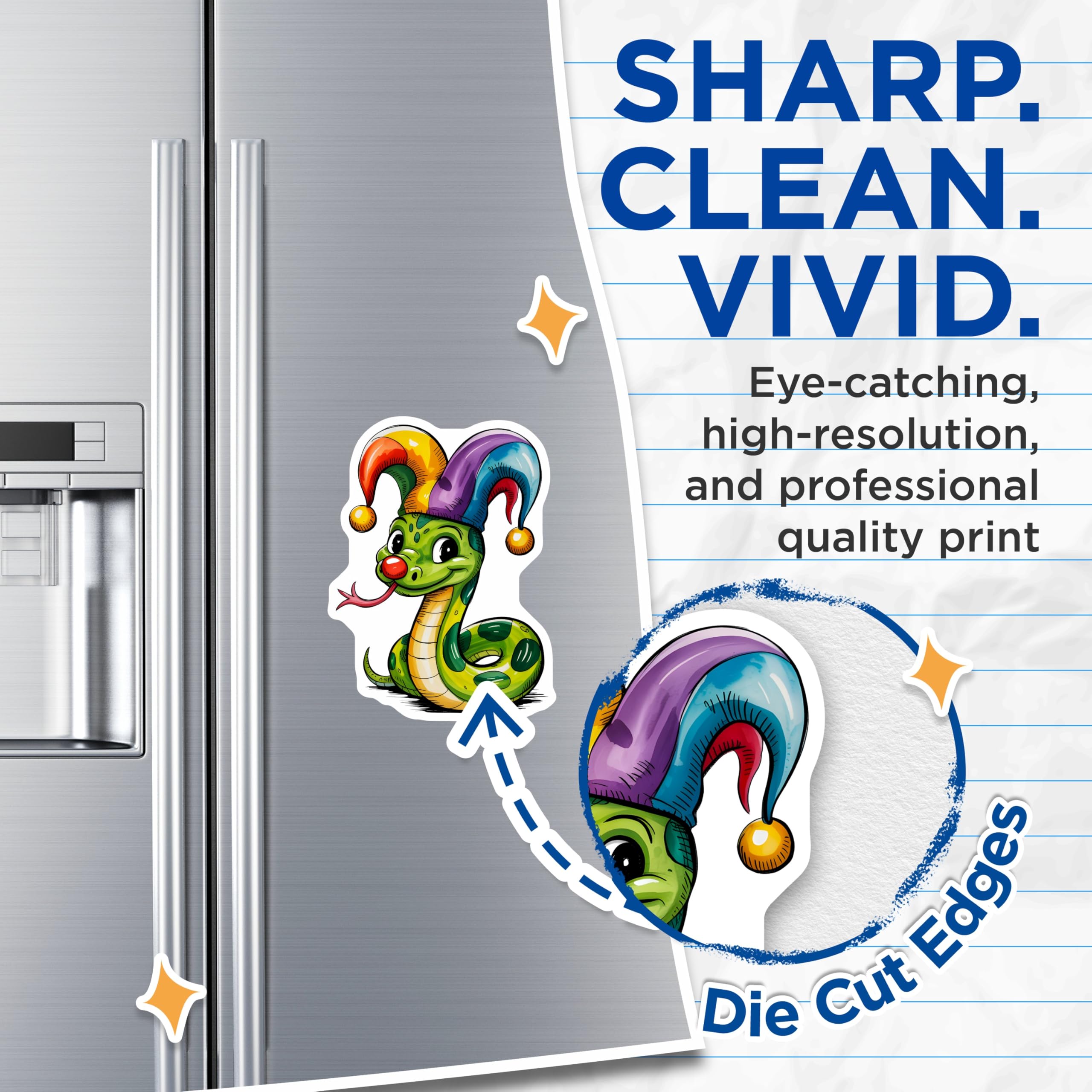 (2 Pack) Snake Magnets - Cartoon Reptile- Whimsical Animals Home Decor - 5" On Longest Side - Premium Magnet - for Cars, Refrigerators, Toolboxes, Lockers - Made in USA - MAG16246