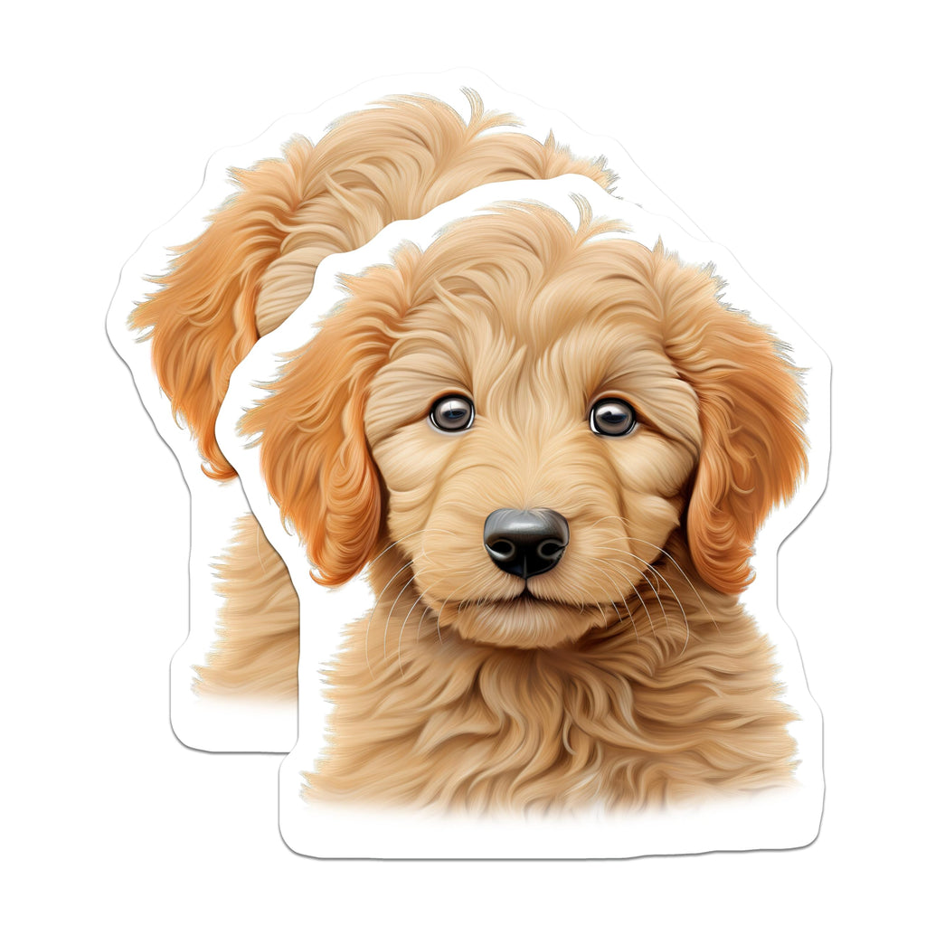 (2 Pack) Golden Retriever Puppy Magnets - Adorable Fluffy Dog Lover Refrigerator Decor - Pet Parent Kitchen Art - 5 Inches On Longest Side - Thick Durable Magnet - Made in USA - MAG26193