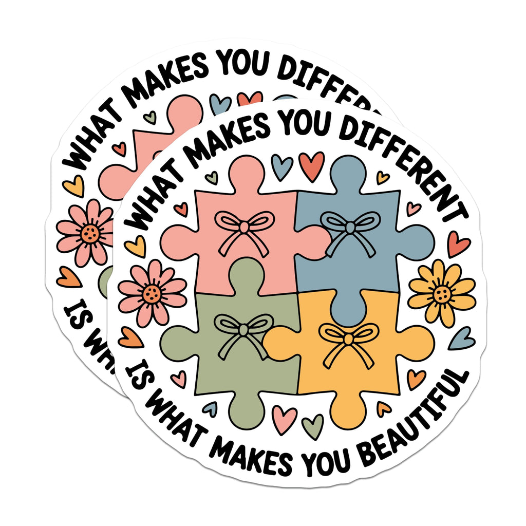(2 Pack) Autism Acceptance Magnets - Neurodiversity Awareness Decor - Unique is Beautiful Message - 5 Inches On Longest Side - Thick Durable Magnet - Made in USA - MAG20452