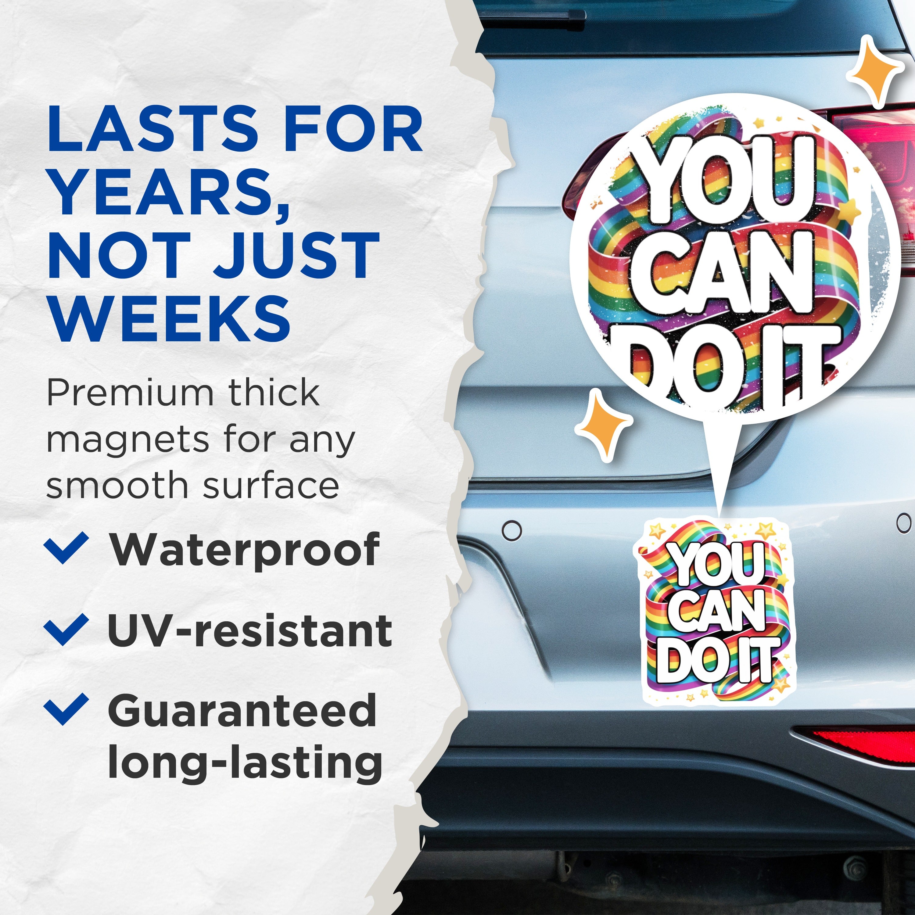 (2 Pack) You Can Do It Magnets - Rainbow Motivation - Positive Affirmation Decor - LGBTQ+ Support - 5 Inches On Longest Side - Thick Durable Magnet - Made in USA - MAG36888