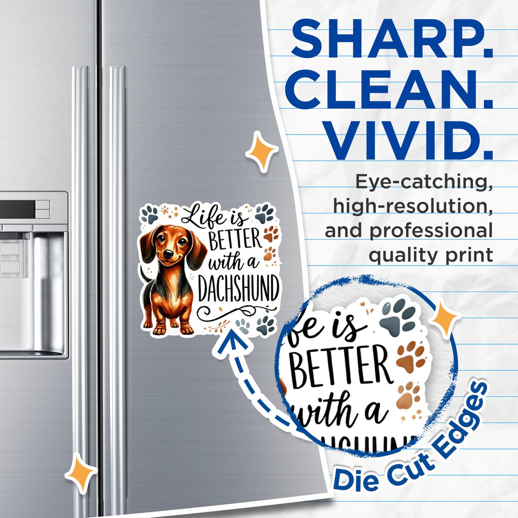(2 Packs) Life is Better with A Dachshund Magnets - Dachshund Wiener Dog Breed Magnets - 5 Inches On Longest Side - Premium Magnet - for Fridges, Toolboxes, Cars - Made in USA - MAG2386
