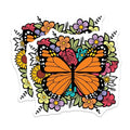 (2 Pack) Butterfly Floral Stickers - Colorful Garden - Nature Art Decal Graphics - 5" On Longest Side - Sticks to Smooth Flat Surfaces - Made in USA - BMCS5995