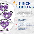 (3 Pack) Alzheimers Awareness Decals - Purple Puzzle Heart - Needed A Cure Decals - 3 Inches On Longest Side - Easy Peel & Apply - Made in USA - 3MCS8556
