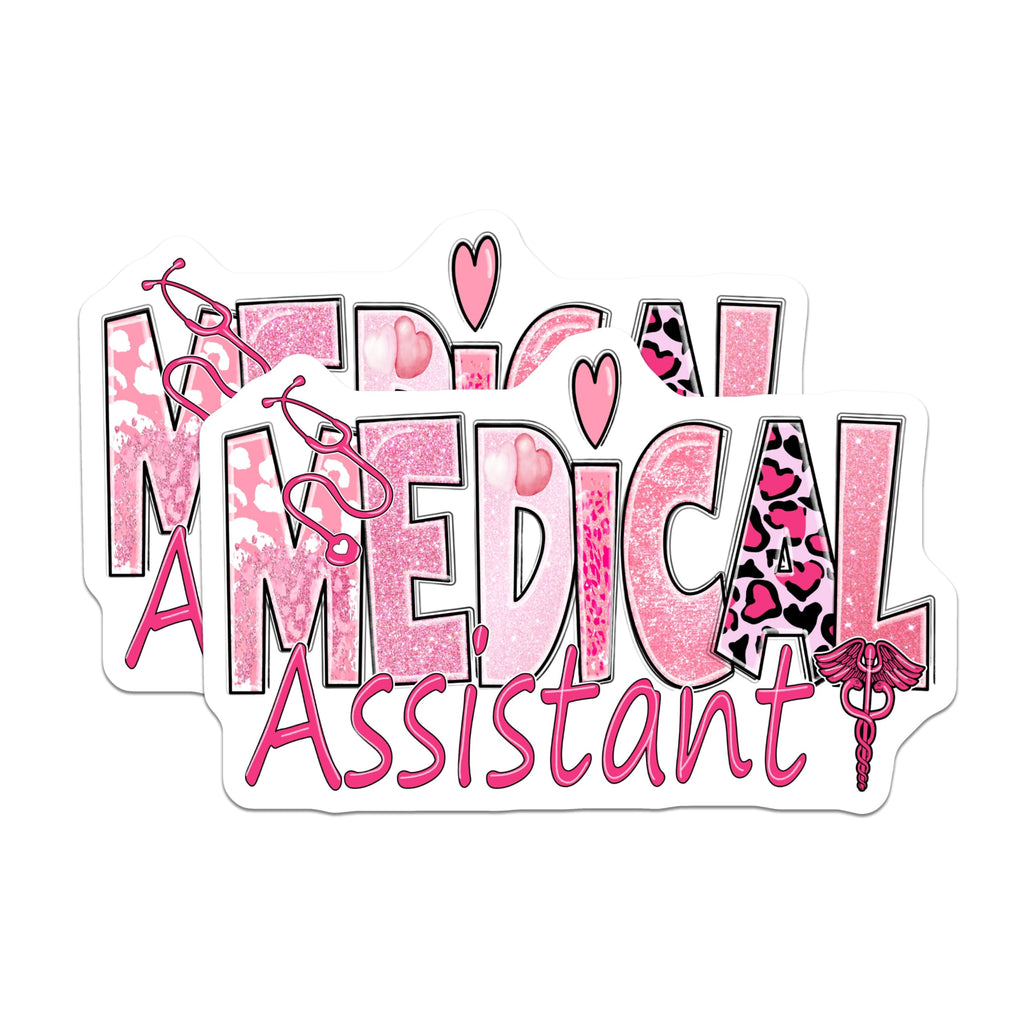 (2 Pack) Medical Assistant Magnets - MA Appreciation - Nurse Squad Gifts - 5" On Longest Side - Premium Magnet - for Cars, Refrigerators, Toolboxes, Lockers - Made in USA - MAG18245