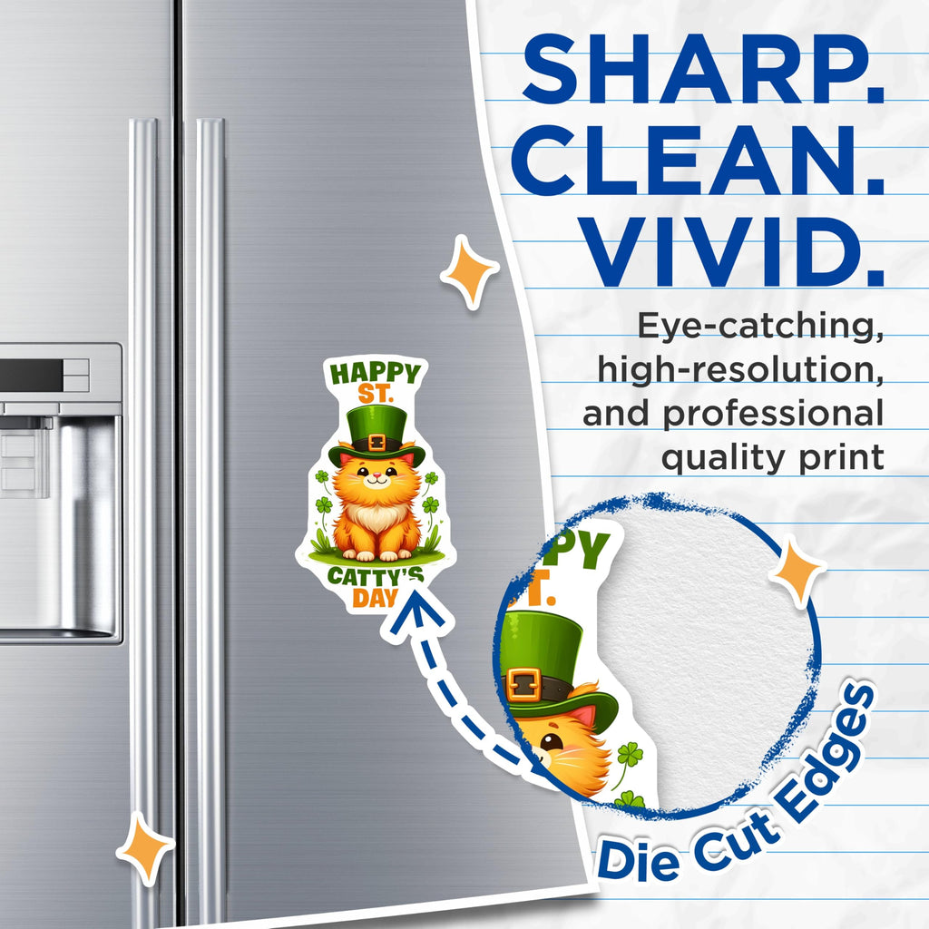 (2 Pack) Happy St Catty's Day Magnets - 5" On Longest Side - for Cars, Fridges, Toolboxes - Made in USA - MAG8102
