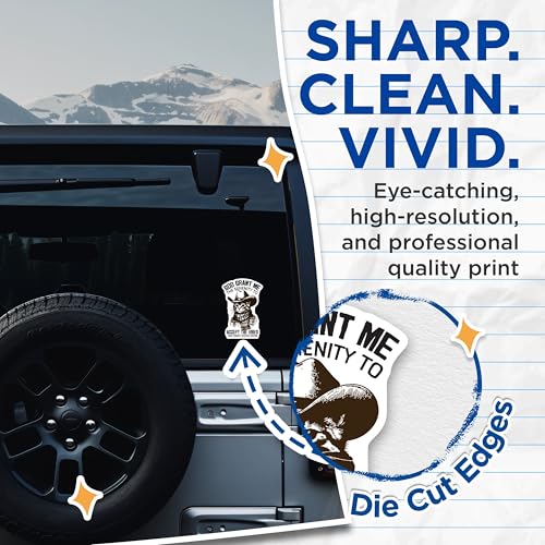 (2 Pack) Serenity Cat Stickers - Cowboy Cat Decal - Inspirational Sticker - 5" On Longest Side - Sticks to Smooth Flat Surfaces - Made in USA - BMCS6002